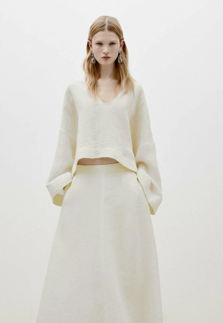 Massimo Dutti EDICIÓN LIMITADA - LARGO FLUIDO TEXTURIZADO - Falda larga