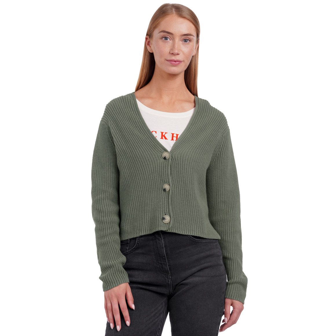 Damen Strickjacke aus Rippstrick
