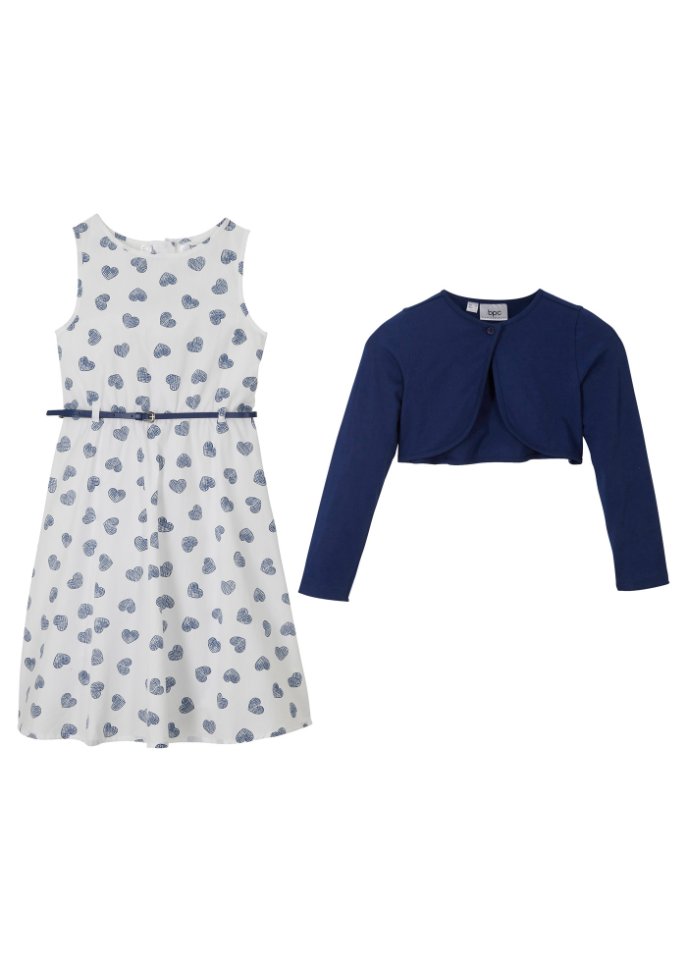 Mädchen Kleid + Bolero + Gürtel (3-tlg.Set)