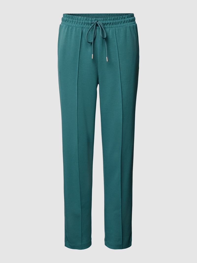 Stoffhose mit Ziernähten in petrol
