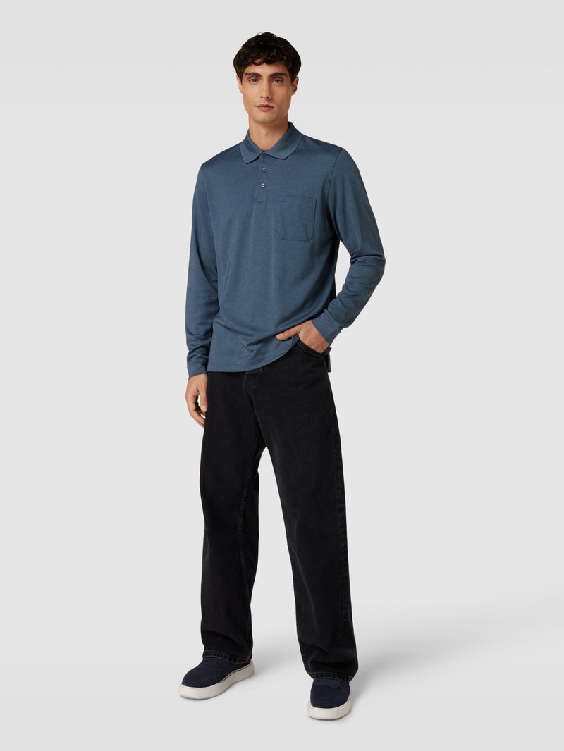 Poloshirt im langärmeligen Design Modell 'CARBON' in marineblau