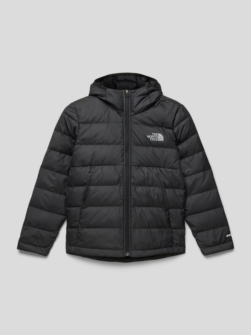 Daunenjacke mit Kapuze Modell 'NEVER STOP DOWN' in schwarz
