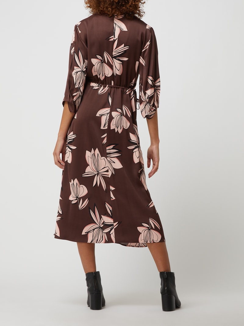 Midikleid in Wickel-Optik in haselnuss braun