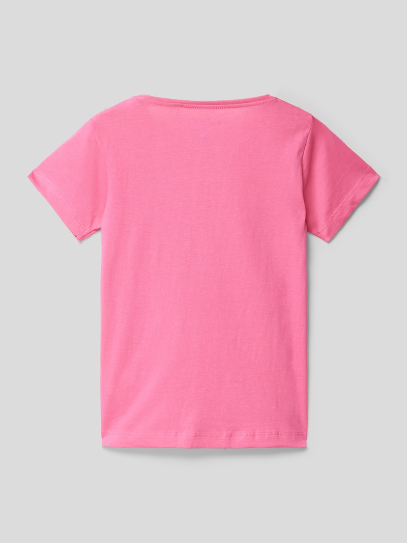 T-Shirt mit Paillettenbesatz in pink
