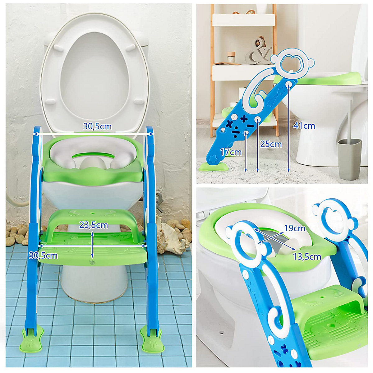 Toilettentrainer höhenverstellbar mit Leiter und Griffe