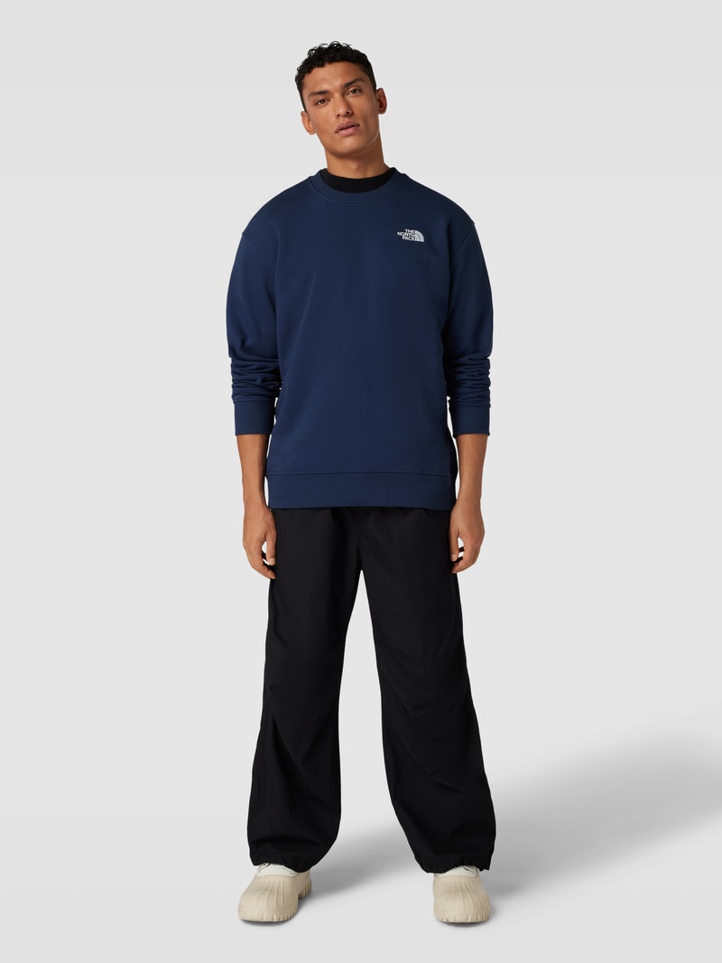 Sweatshirt mit Label-Stitching Modell 'ESSENTIAL' in marineblau