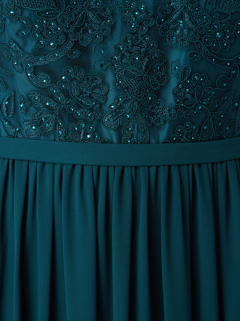 PLUS SIZE Abendkleid mit Strasssteinen in dunkelgrün