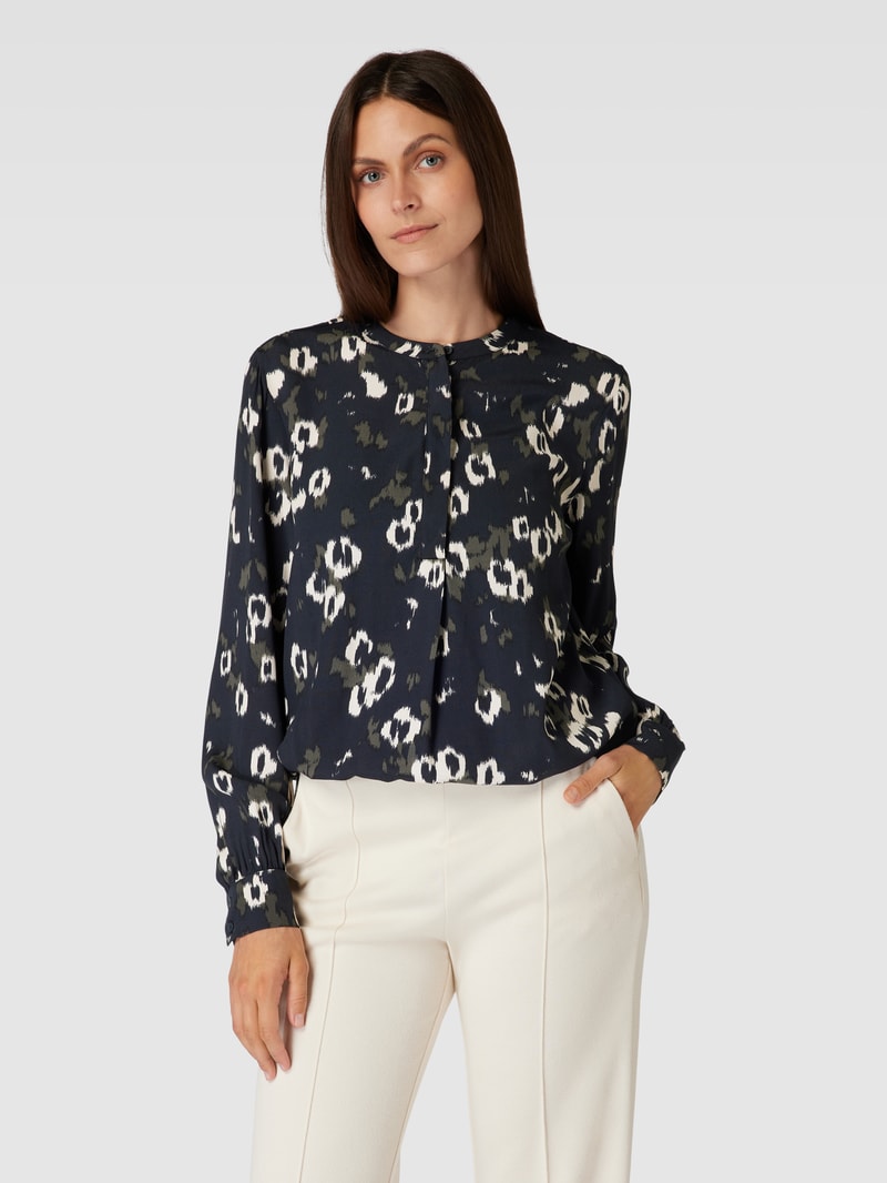 Bluse aus Viskose mit Allover-Muster in schwarz