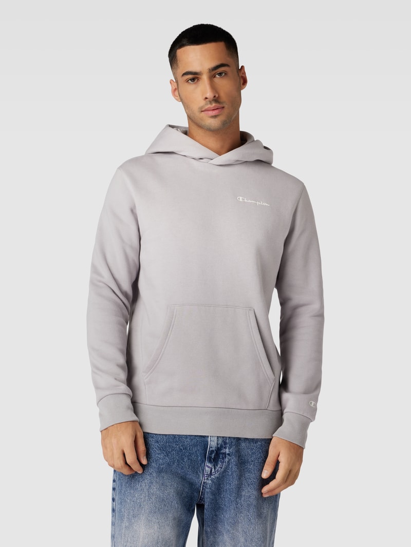 Hoodie mit Logo-Stitchings Modell 'Rochester' in hellgrau