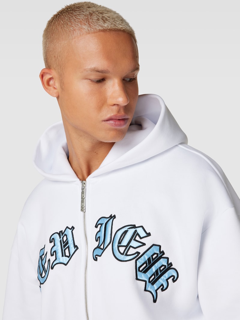 Sweatjacke mit Label-Motiv in weiß