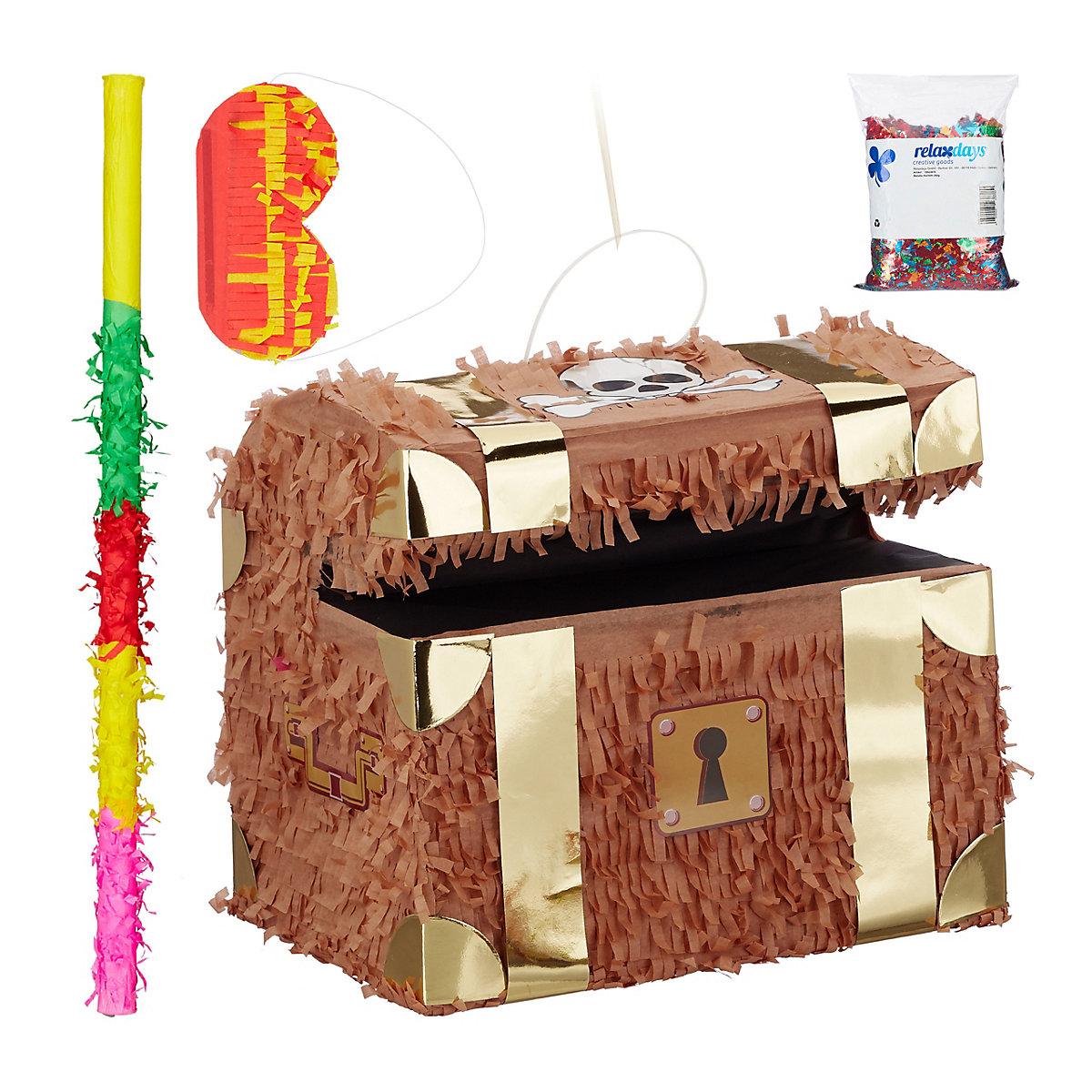 4 tlg. Pinata Set Schatztruhe
