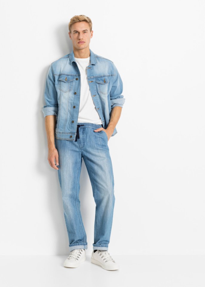 Regular Fit Jeans mit elastischem Bund, Straight (2er Pack)
