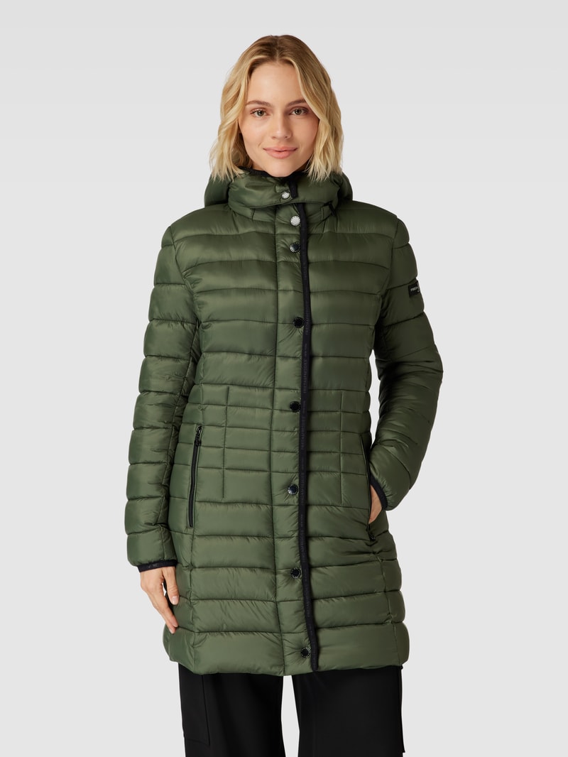 Steppjacke mit Kapuze Modell 'LAURA MAY' in olivgrün