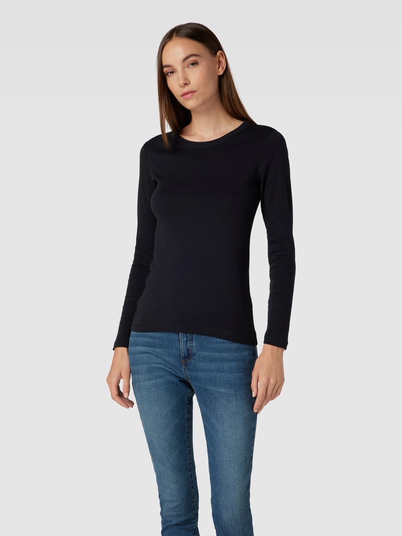 Longsleeve mit U-Ausschnitt in schwarz