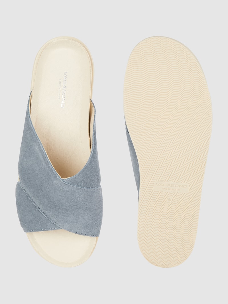 Pantolette aus Veloursleder Modell 'Erin' in hellblau
