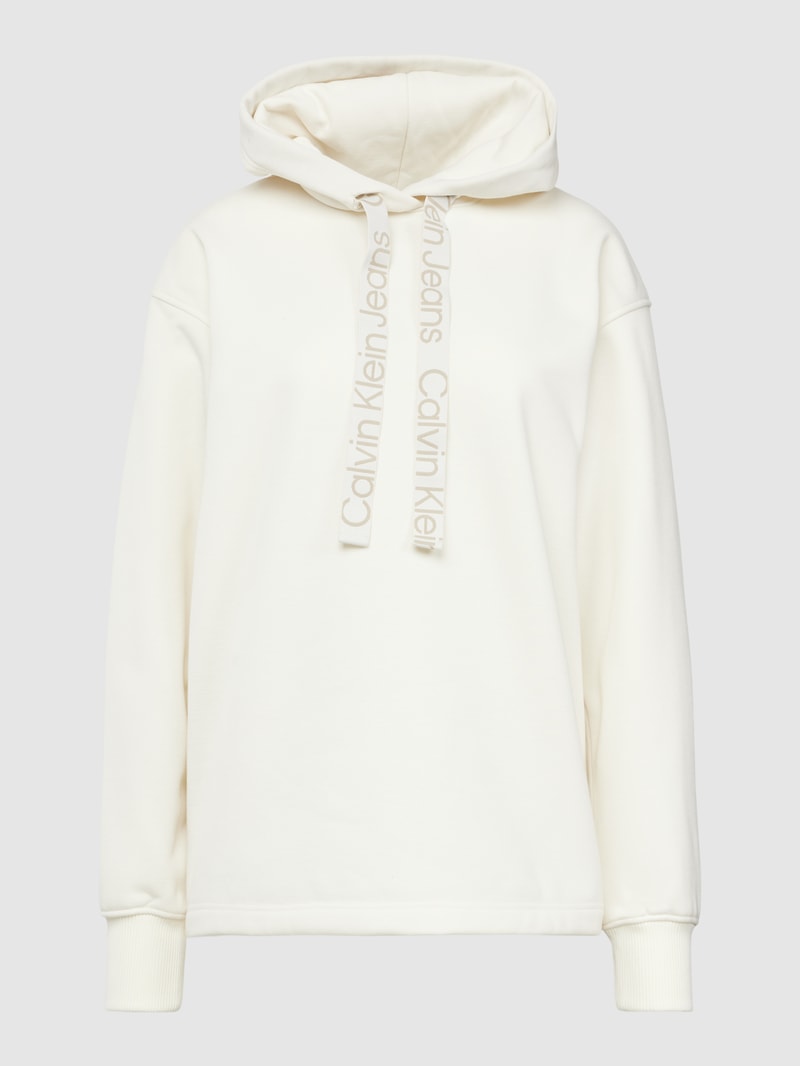 Hoodie mit Label-Details in ecru