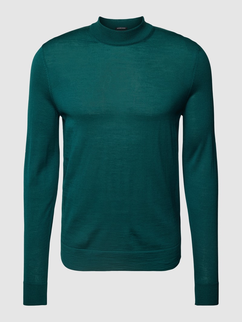 Strickpullover mit Stehkragen Modell 'Marek' in olivgrün