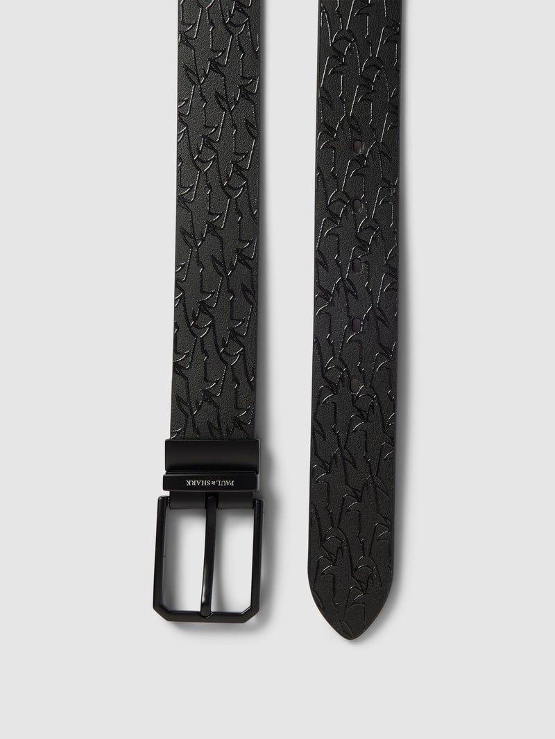 Ledergürtel mit Motiv-Print in schwarz