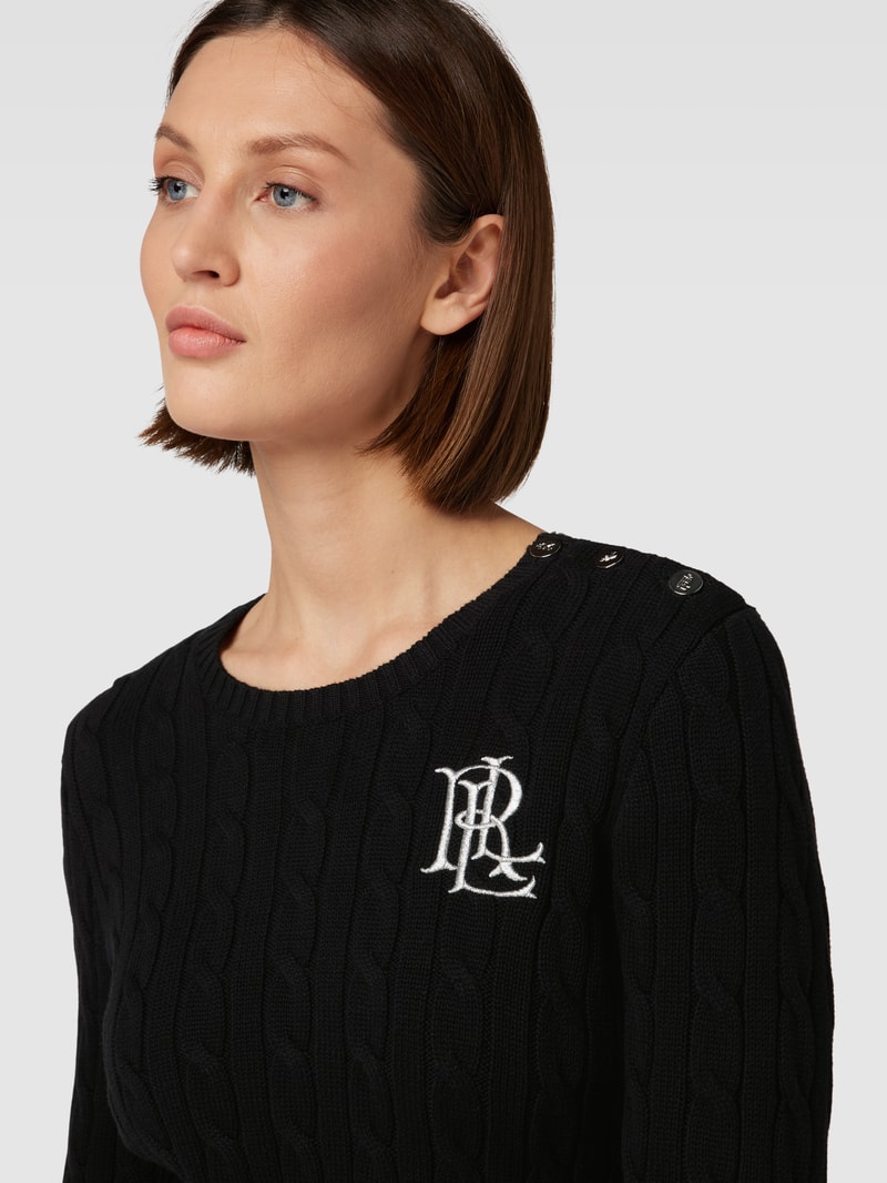 Strickpullover mit Zopfmuster in black