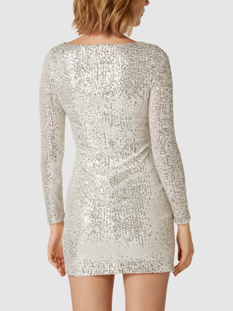 Cocktailkleid mit Paillettenstoff in sand