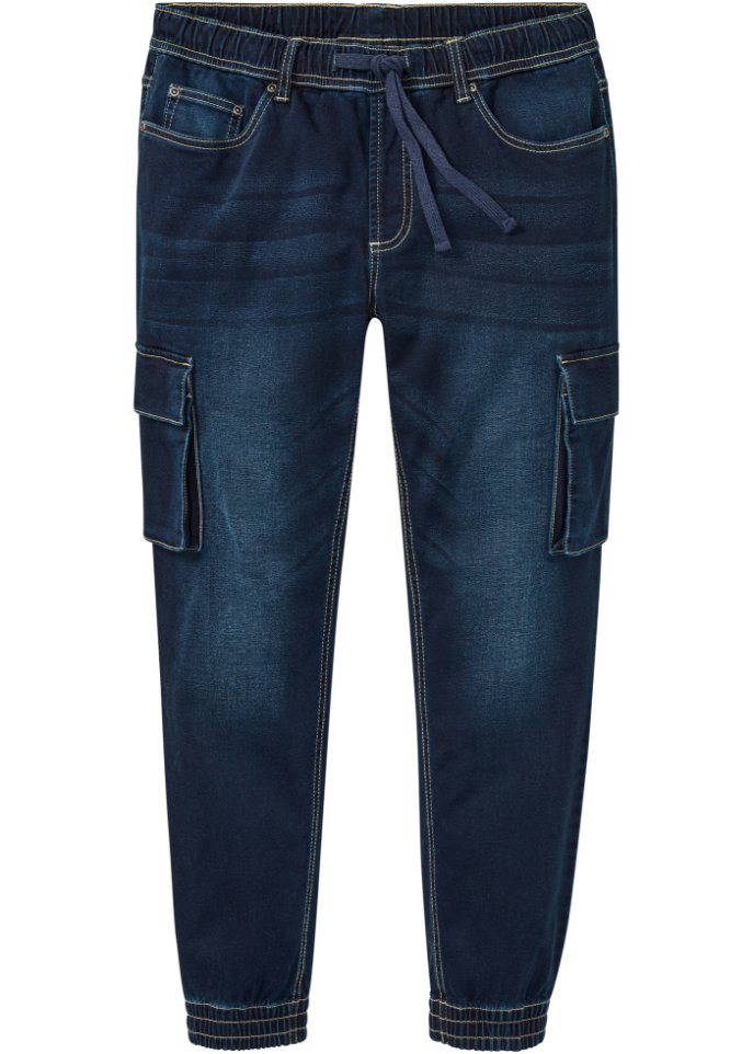 Regular Fit Schlupf-Cargo-Jeans, Straight