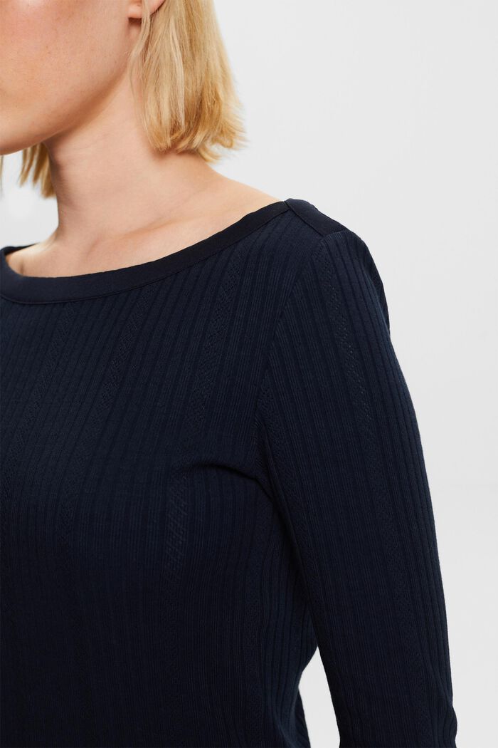 Pointelle-Longsleeve aus Rippstrickjersey