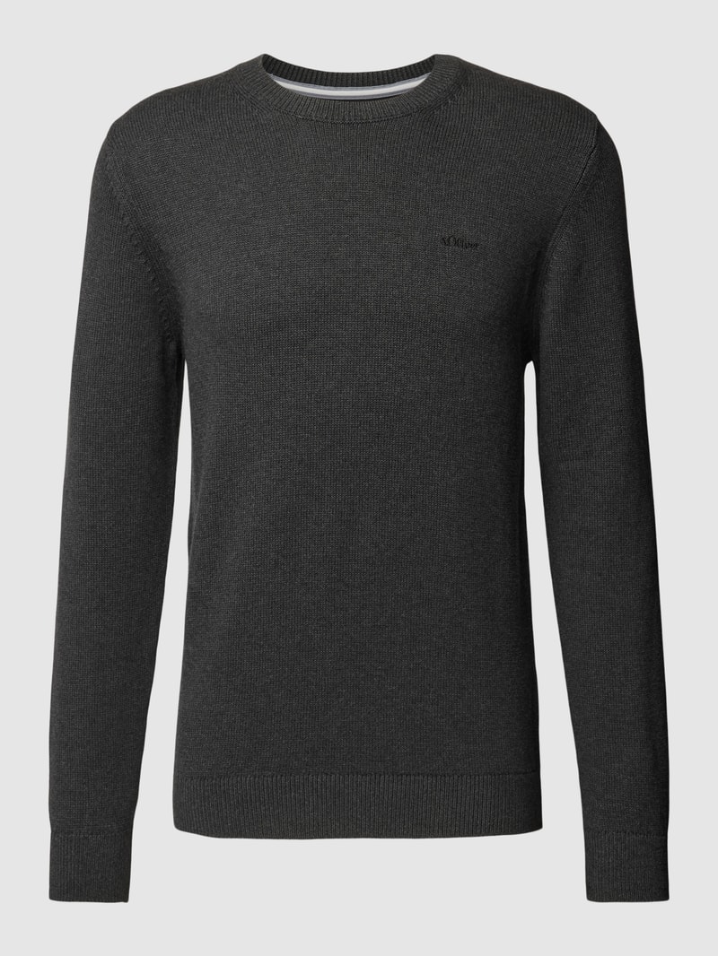 Strickpullover mit Label-Stitching in anthrazit
