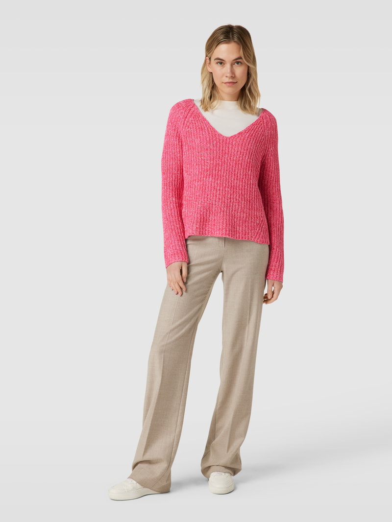 Strickpullover in Melange-Optik Modell 'Sangi' in hellrot