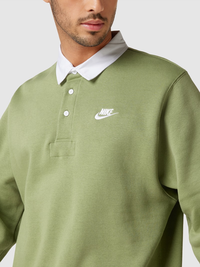 Poloshirt mit Label-Detail und Knopfleiste in hellgrün
