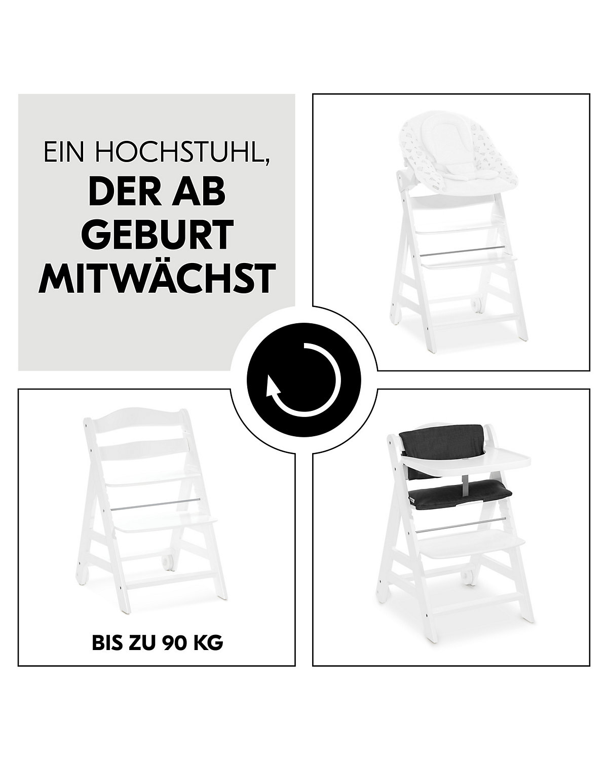 Hochstuhl Beta+ inkl. Sitzverkleinerer, White