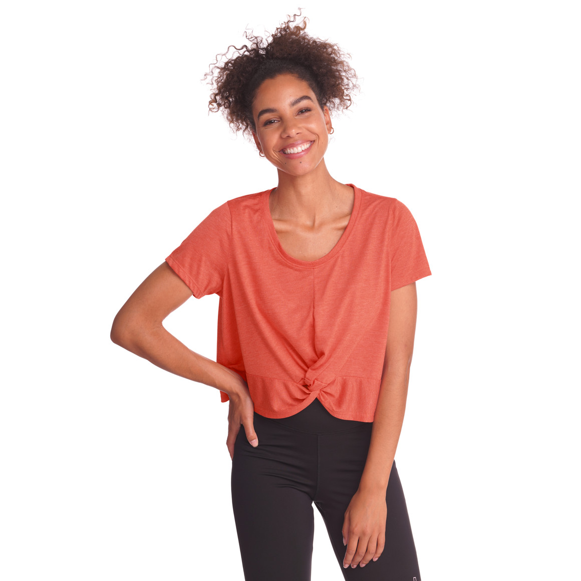 Damen Sport-T-Shirt mit Knotendetail