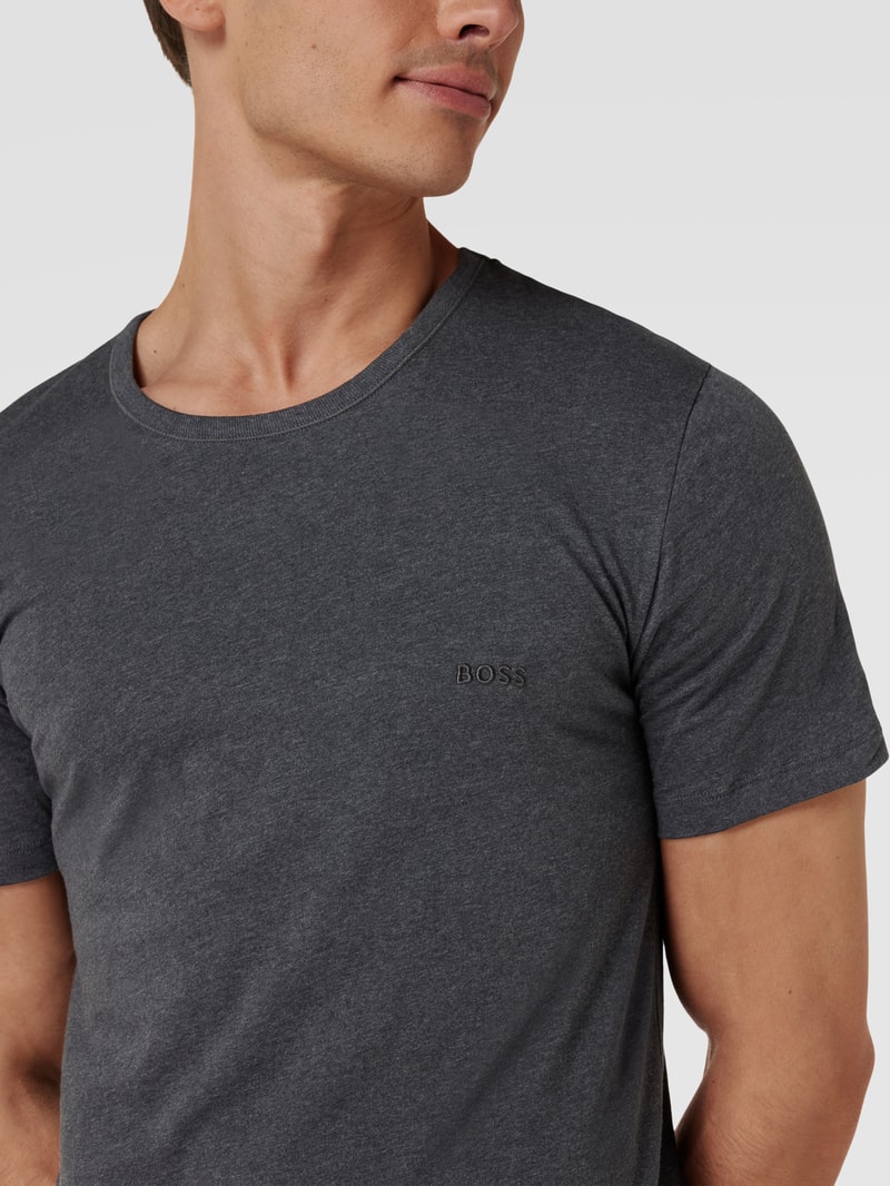 T-Shirt mit Label-Stitching im 3er-Pack Modell 'Classic' in dunkelgrau meliert