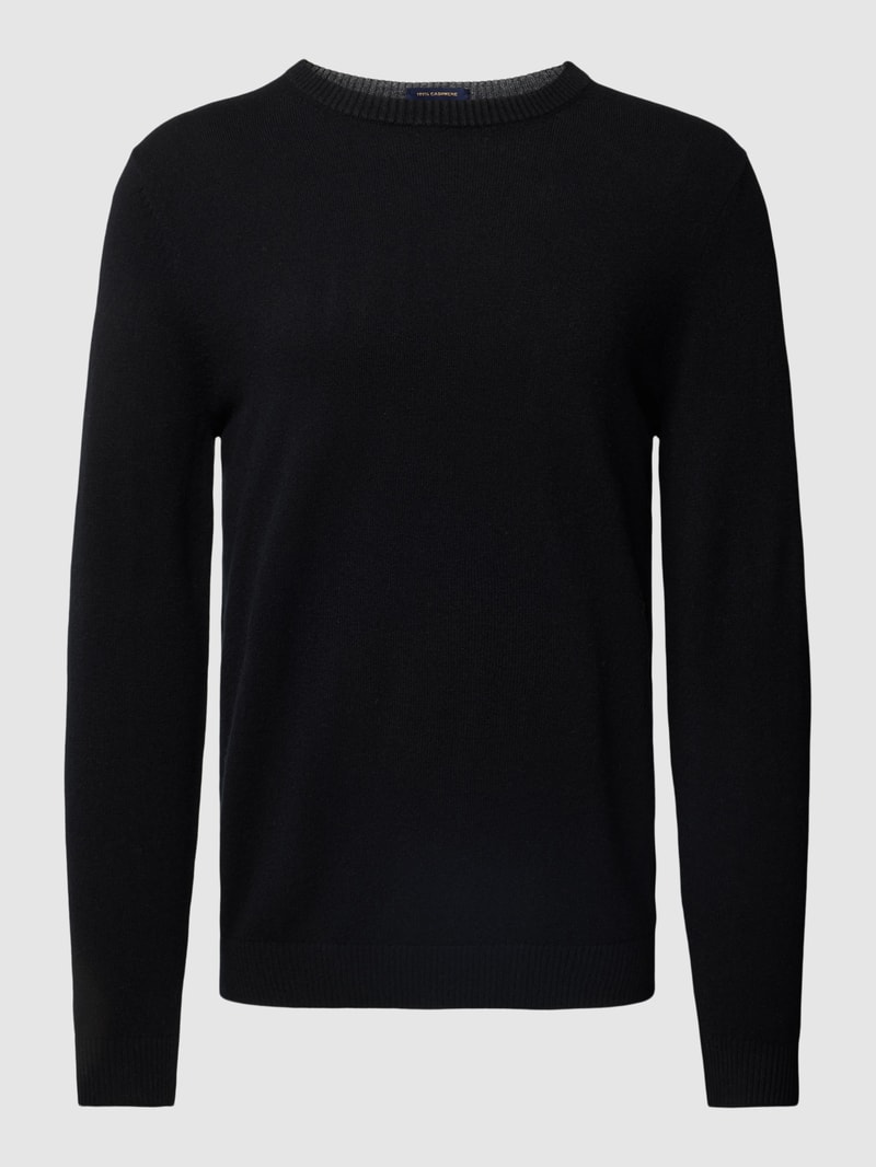 Strickpullover aus Kaschmir mit Rundhalsausschnitt in schwarz