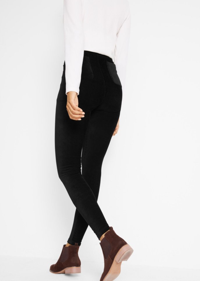 Feincord-Leggings mit breitem Komfortbund