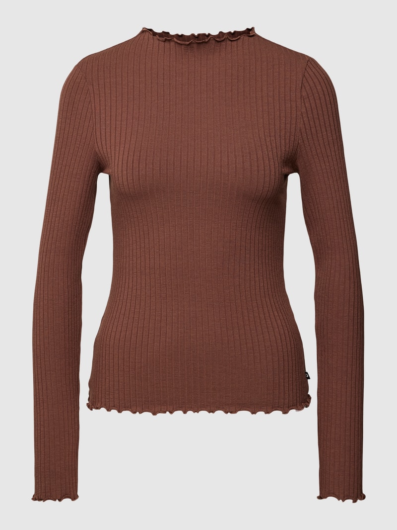 Longsleeve mit Muschelsaum in schokobraun