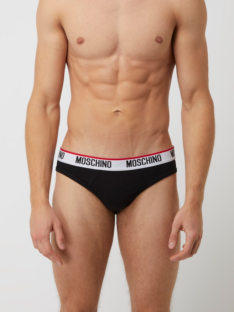 Slip mit Stretch-Anteil im 2er-Pack in schwarz