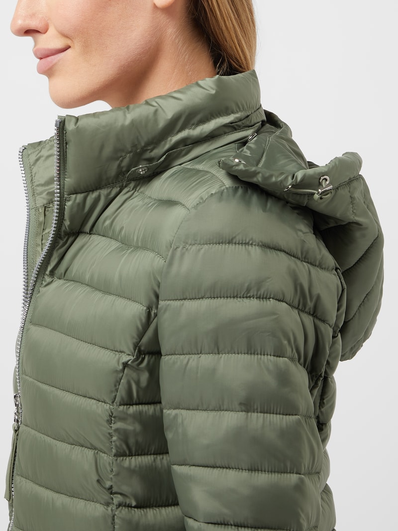Steppmantel mit abnehmbarer Kapuze in khaki