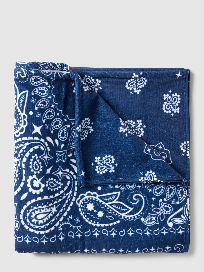 Handtuch mit Label-Print in dunkelblau