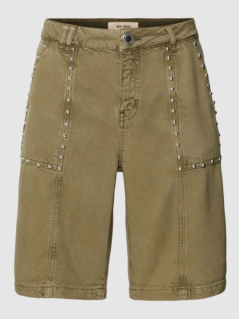 Jeansshorts mit Zierbesatz Modell 'BIANCHE' in olivgrün