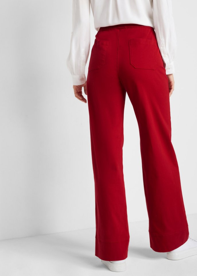 Twillhose mit ausgestelltem Bein und High-Waist-Bequembund