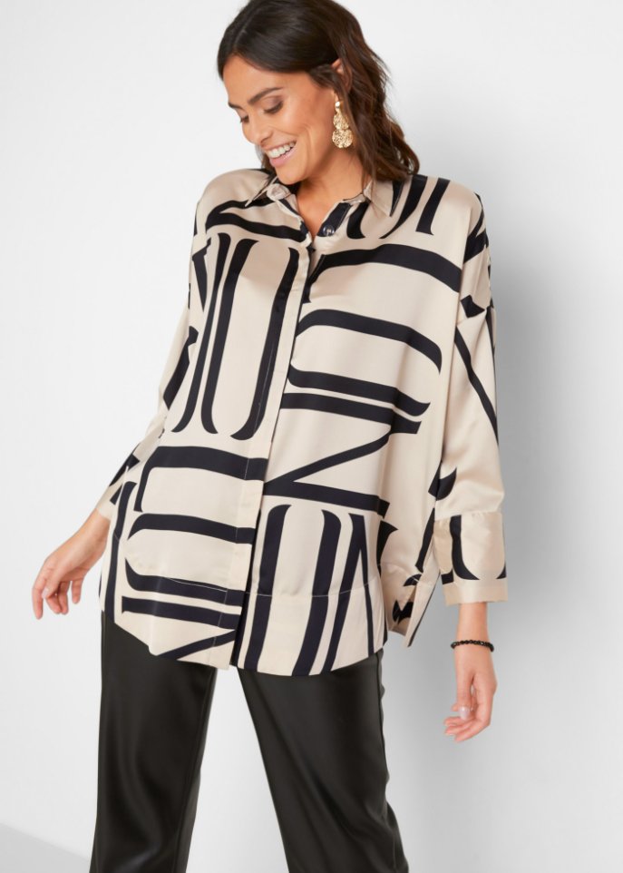 Oversize Satin Bluse