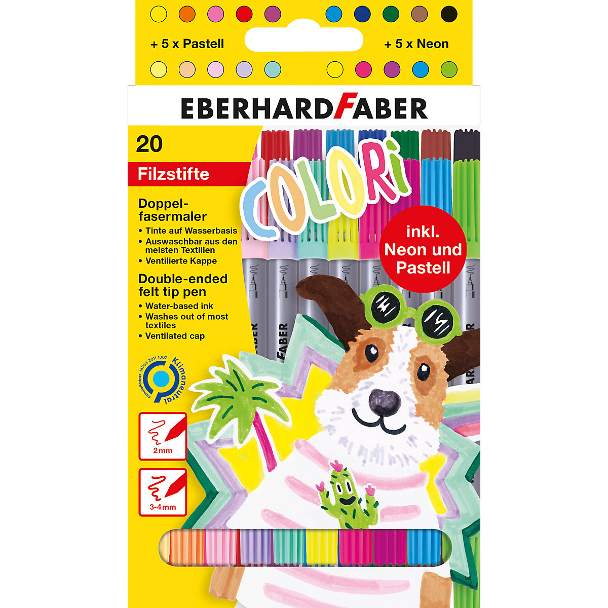 Doppel-Fasermaler COLORI, 20 Farben