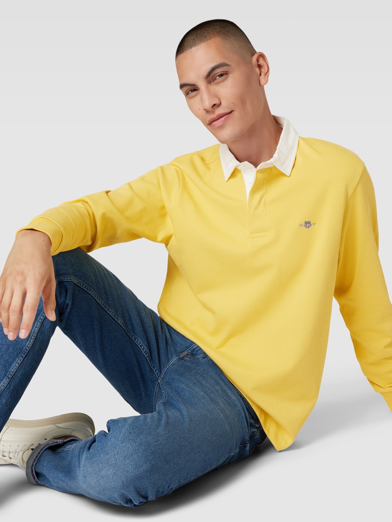 Sweatshirt mit Kentkragen Modell 'SHIELD' in gelb