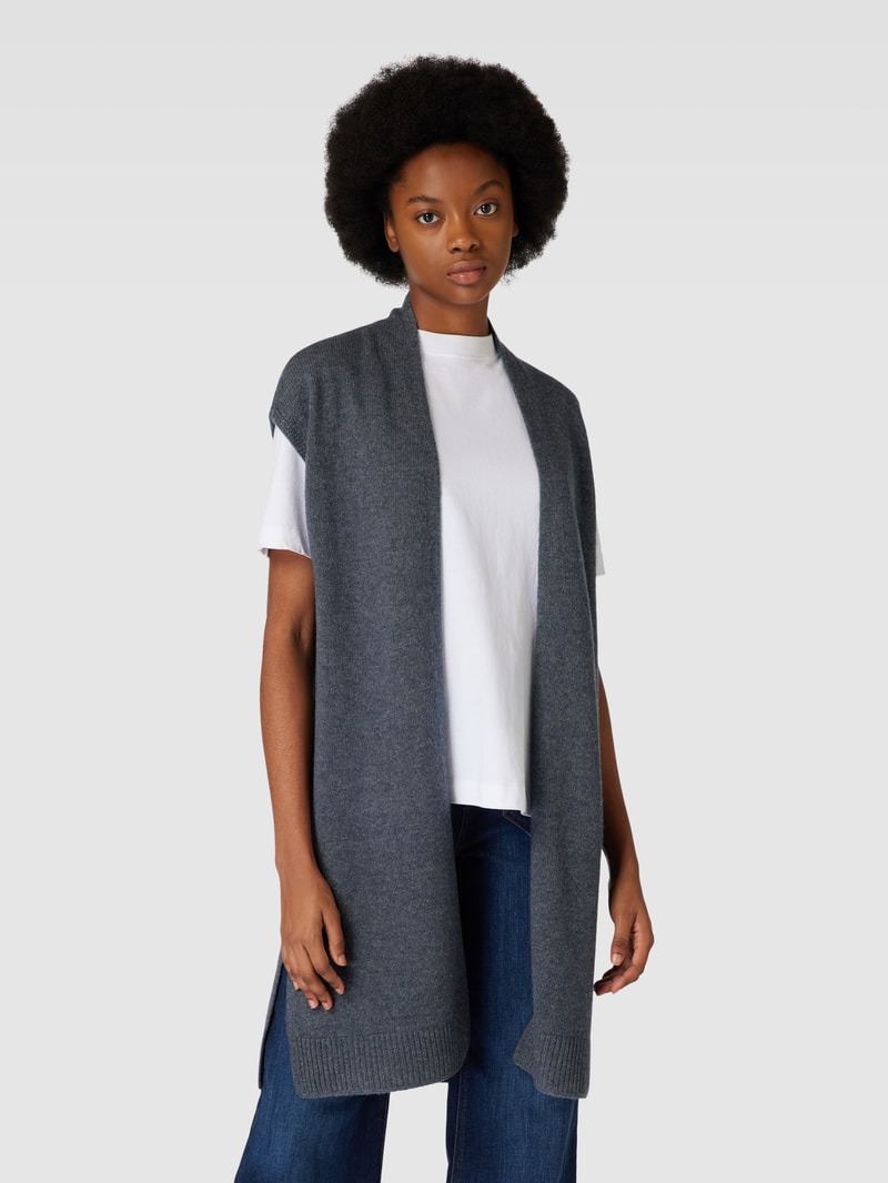 Strickjacke mit offener Front in anthrazit meliert