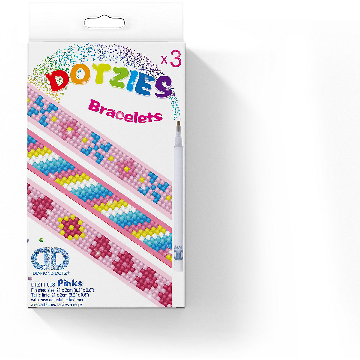 DOTZIES® Original Diamond Painting Armbänder Set „Pink“ 3 Stück 21 x 2 cm ab 8 Jahren (DTZ11.008)