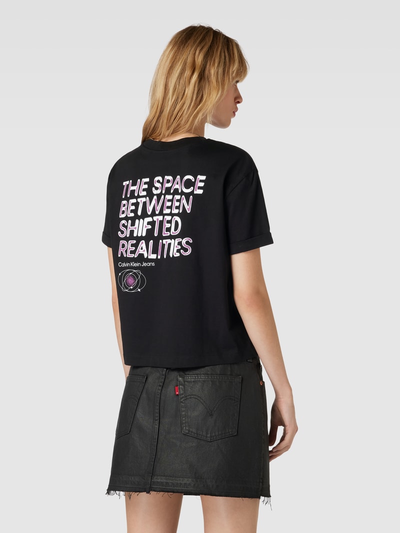T-Shirt mit Motiv- und Label-Print Modell 'FUTURE FADE' in black
