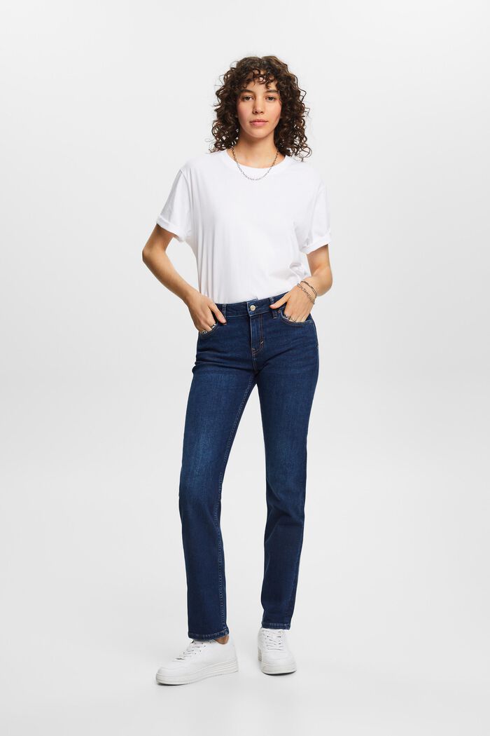 Stretchjeans mit geradem Bein, Baumwollmix