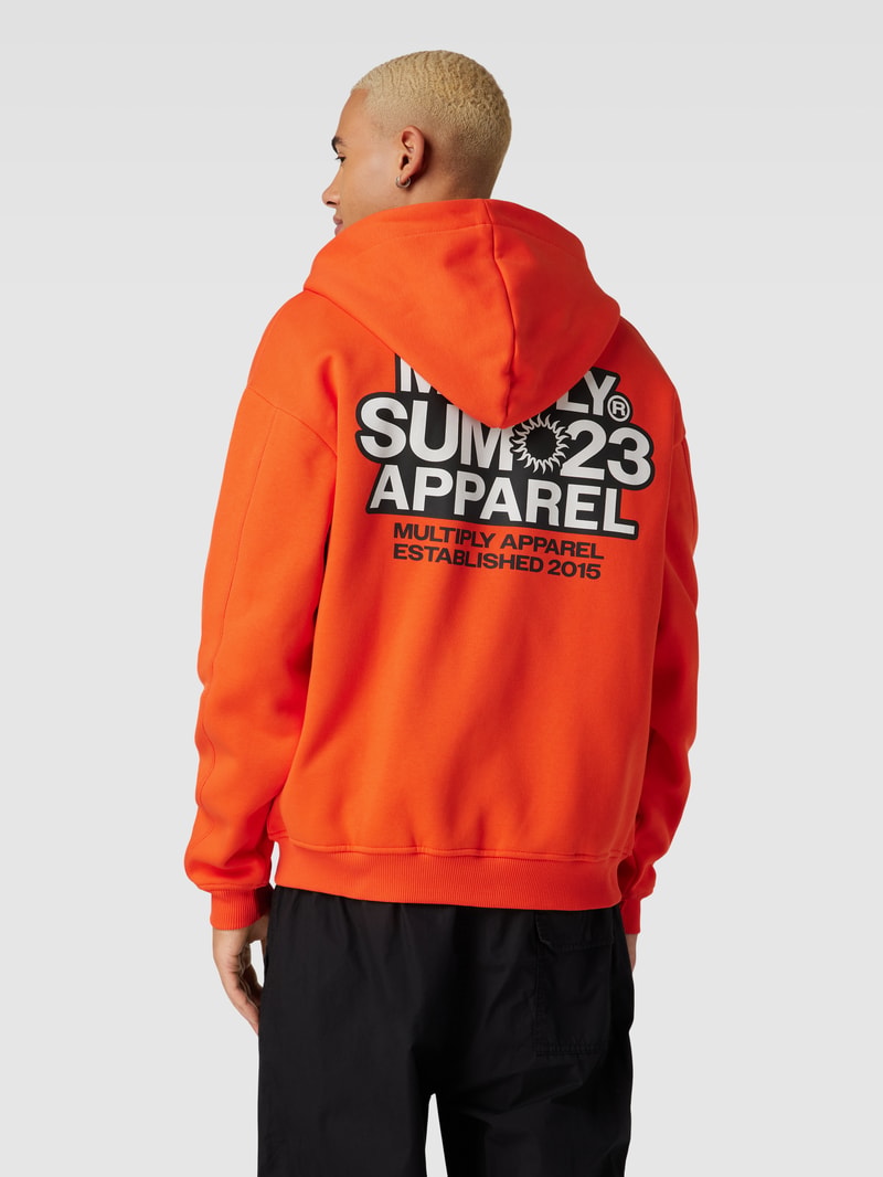 Oversized Sweatjacke mit Label-Print in dunkel orange