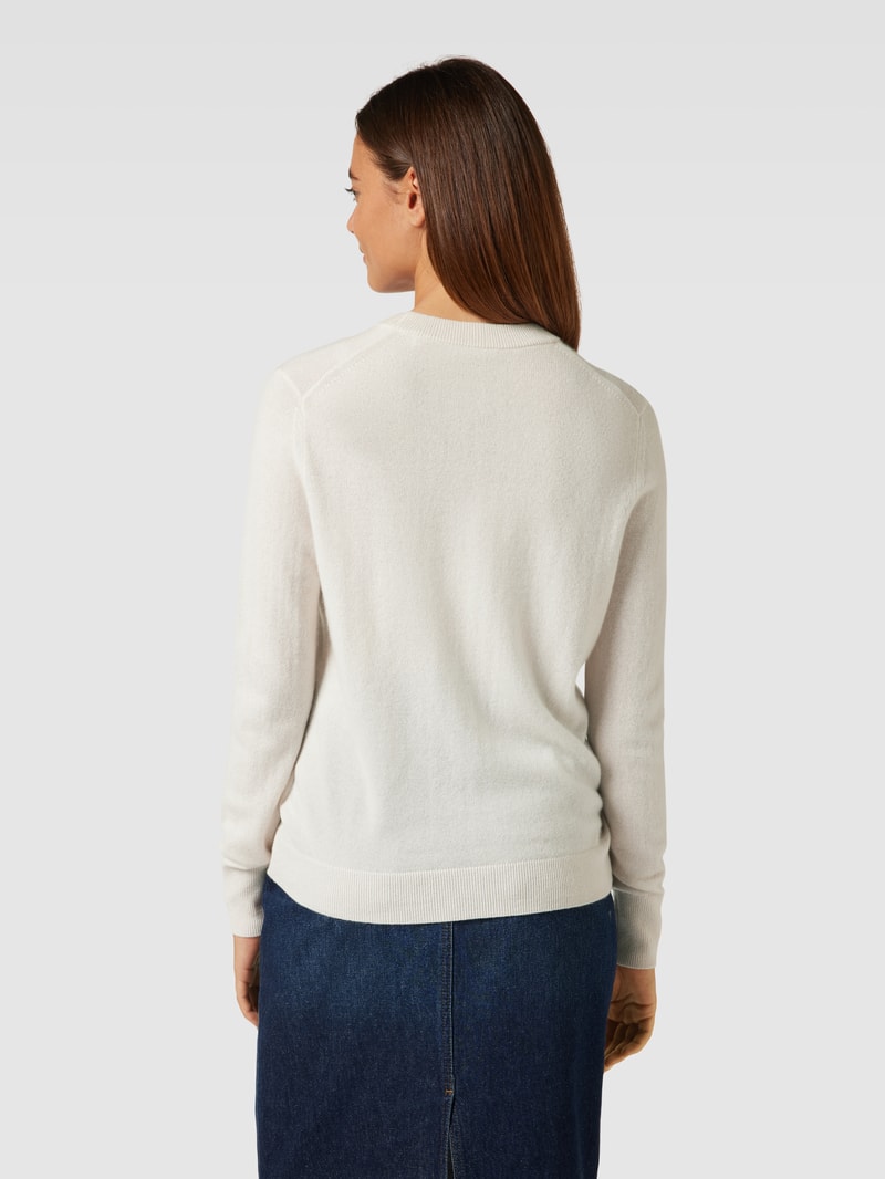 Kaschmirpullover in Strick-Optik mit Rundhalsausschnitt in offwhite