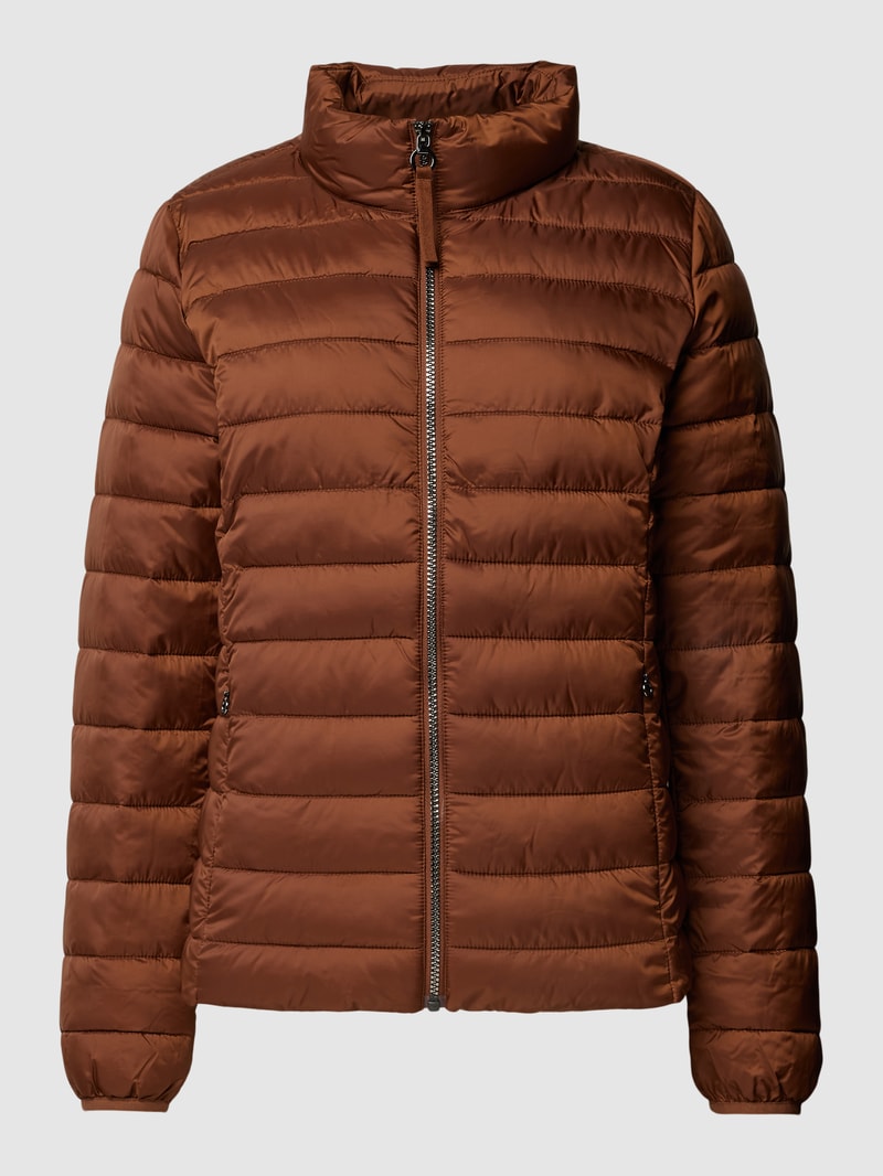 Steppjacke mit Stehkragen in cognac